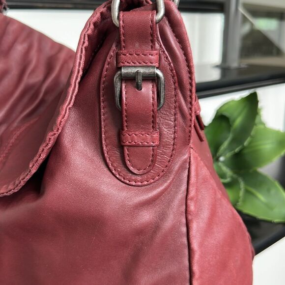 J.Jill Berry Red Genuine Leather Shoulder Bag Purse | Slouchy Soft Hobo Handbag - Picture 8 of 12